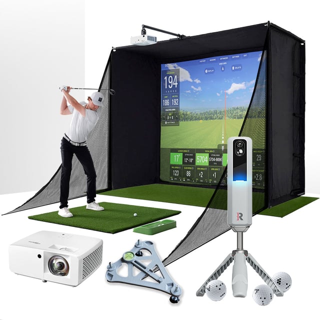 Rapsodo MLM2PRO Golf Launch Monitor & Simulator Studio Package | PlayBetter SimStudio™ with Impact Screen, Enclosure, Side Barriers, Hitting/Putting Mats & Projector