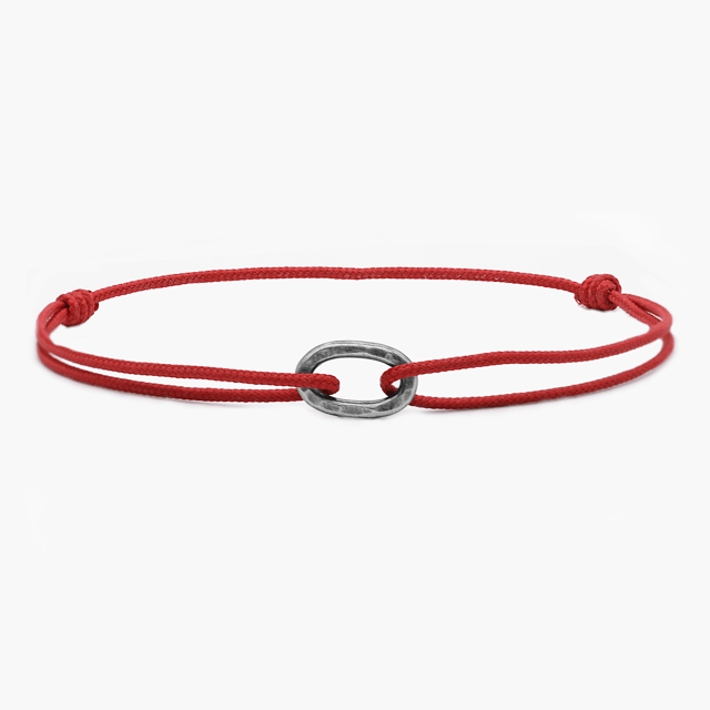 Nylon Thread With Silver Hoop "Indah" Bracelet (Red)