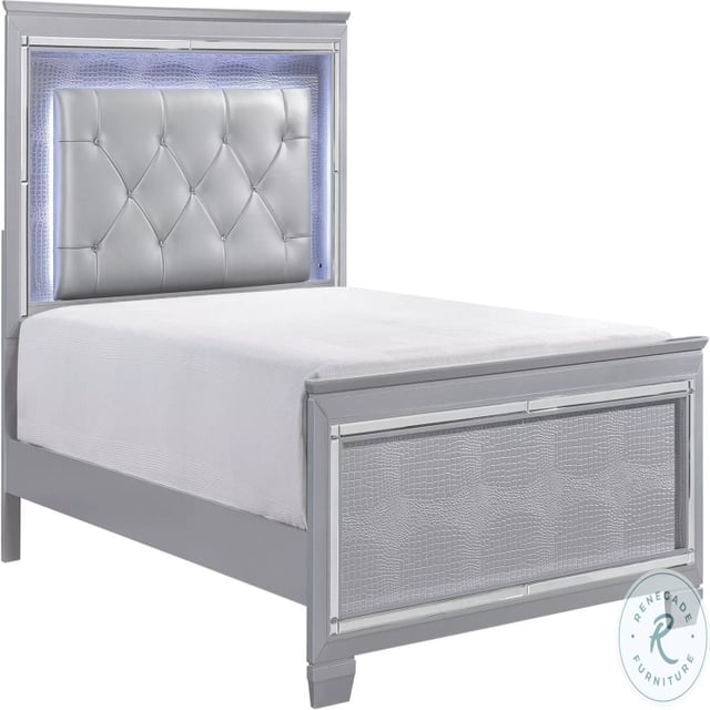 Allura Silver Full Upholstered Panel Bed