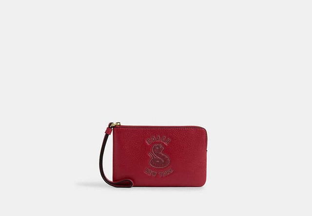 New Year Corner Zip Wristlet With Snake Graphic