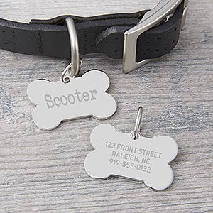 Dog Bone Engraved Metal Pet ID Tag