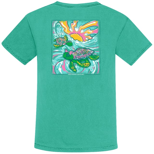 Southern Couture Sunshine Swimming Turtles Comfort Colors T-Shirt