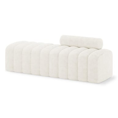 Sasa Boucle Curved Bench with Backrest - Eggshell White