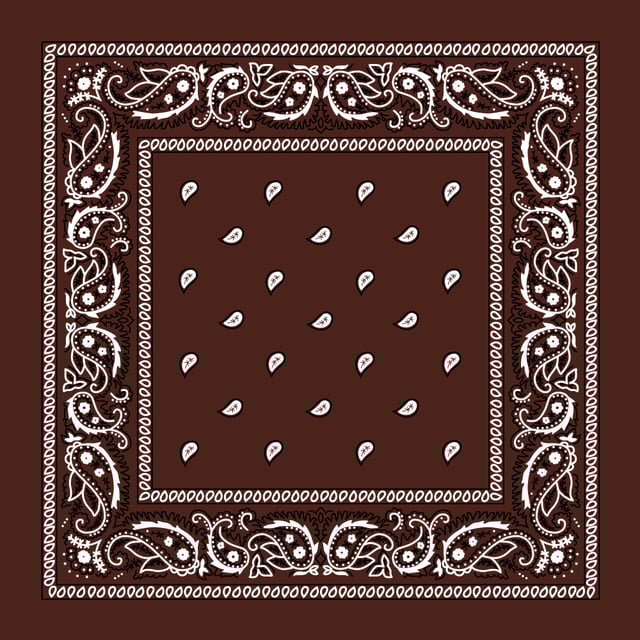 Dark Brown Paisley Bandana Imported 100% Cotton 22X22 Inches 12 Pieces