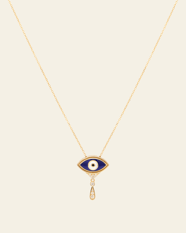 Cascading Evil Eye Necklace - 14k Solid Gold