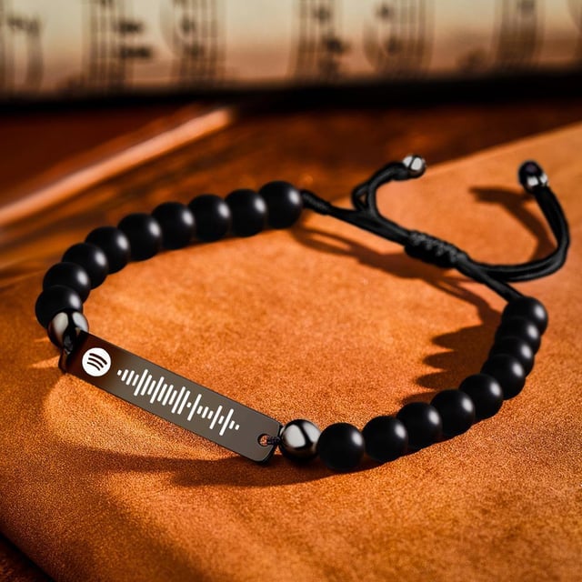 Custom Music Spotify Code Men HandMade Bracelet Personalized Song Code Jewelry