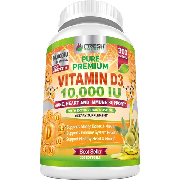 Fresh Healthcare Natural Vitamin D3 10,000 IU Softgels
