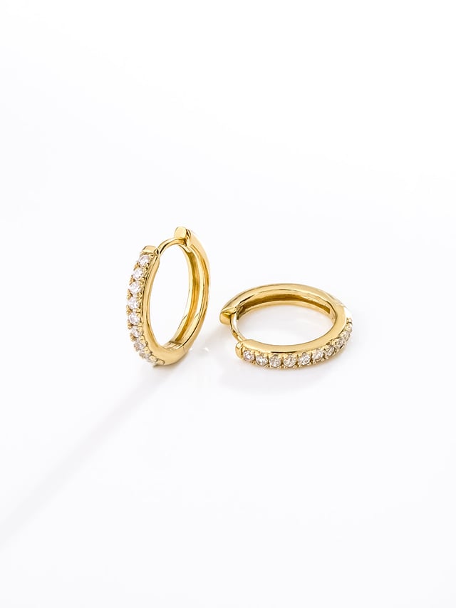 Classic Pave Gold 10mm Huggie Earrings