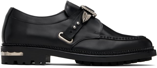 SSENSE Exclusive Black Hard Leather Monkstraps