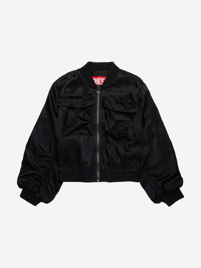 Girls Shiny Bomber Jacket in Black