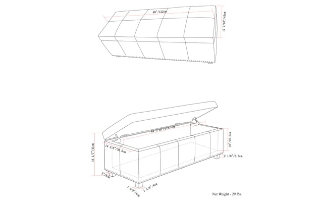 Kingsley Large Storage Ottoman in Radicchio Red