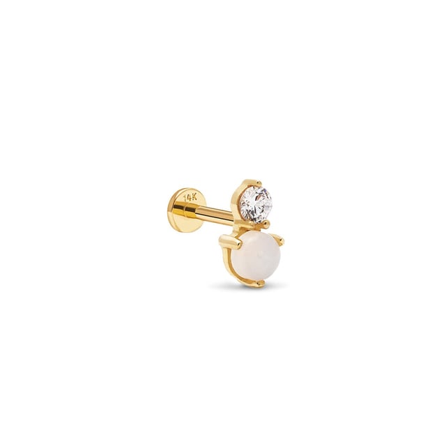 Moonstone Gemstone Duo Flatback Stud