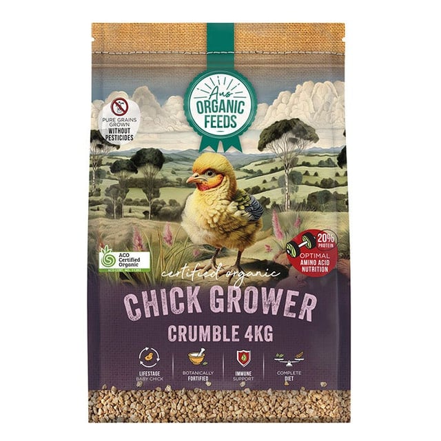 Aus Organic Feeds Chick Grower Poultry Crumble 4kg