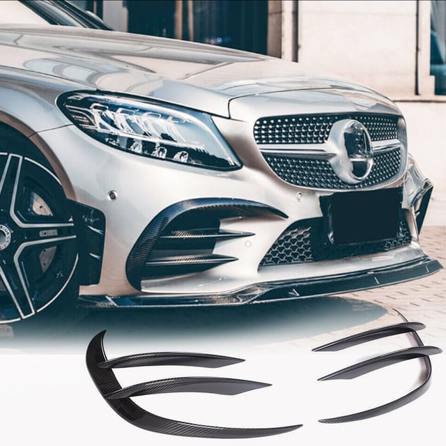 Mercedes Benz W205 C205 A205 Sport C43 AMG Facelift 2019-2021 Front Bumper Fins Dry Carbon Fiber/FRP