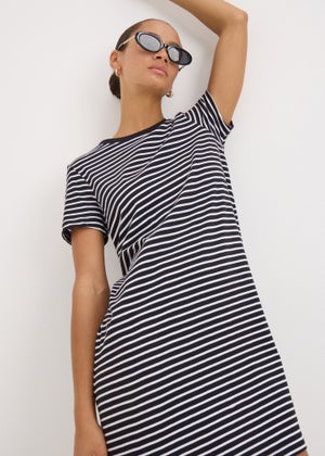 Black Stripe Mini T-Shirt Dress