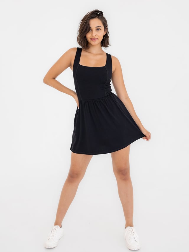 The Mari Skort Dress, Ribbed Black