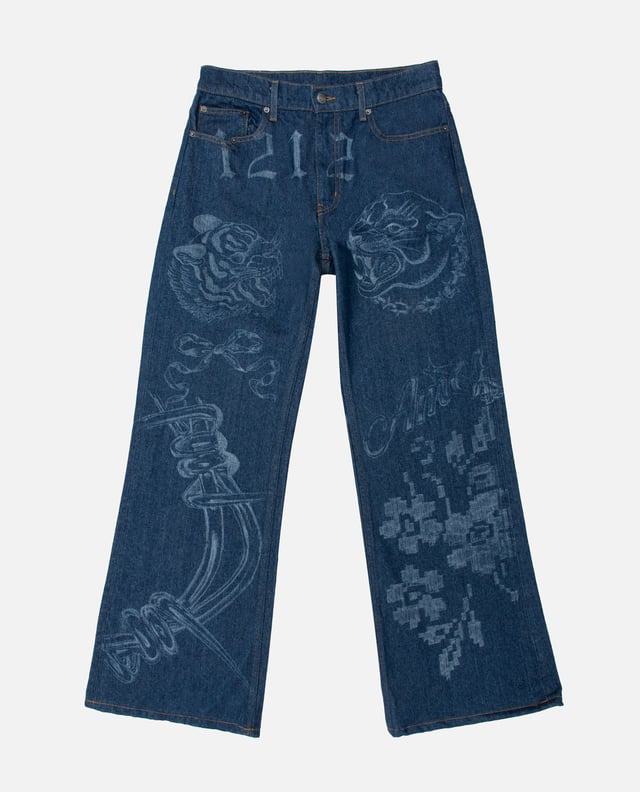 Etched Fighting Tiger Jean