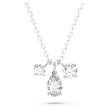 Mesmera pendant, Mixed cuts, Cluster, White, Rhodium plated