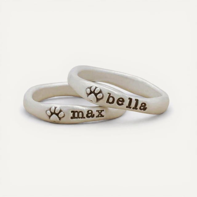 Furry Footprint Stacking Ring {Sterling Silver}