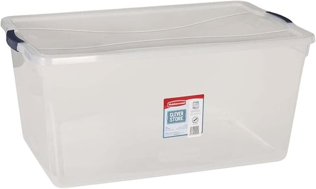 Rubbermaid Cleverstore 13.25 in. H x 17.75 in. W x 29 in. D Stackable Storage Tote - Case Of: 4;4
