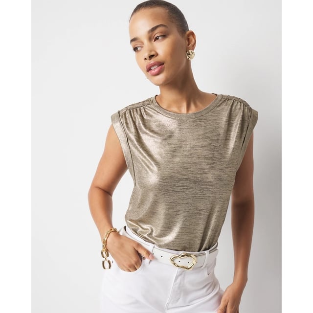 Gold Foil Braided Shoulder Tee available now at Gulfport Premium Outlets®