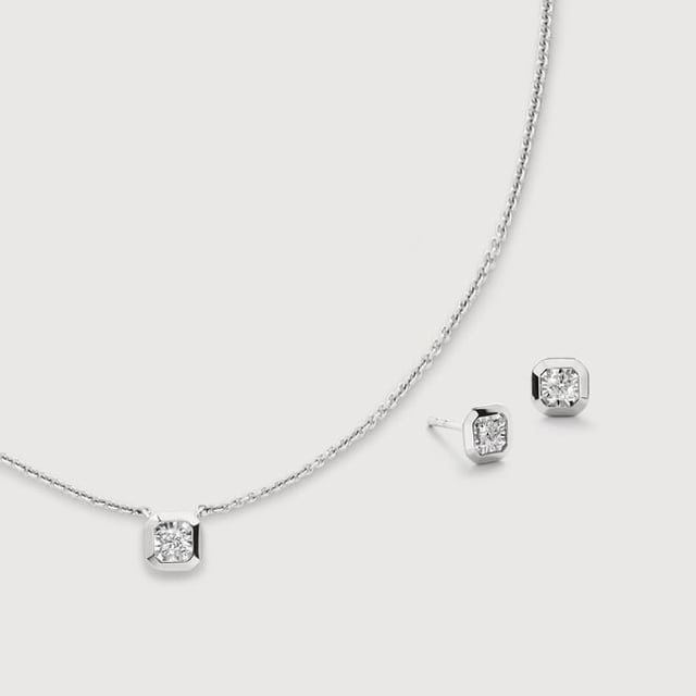 Asscher Diamond Chain & Studs