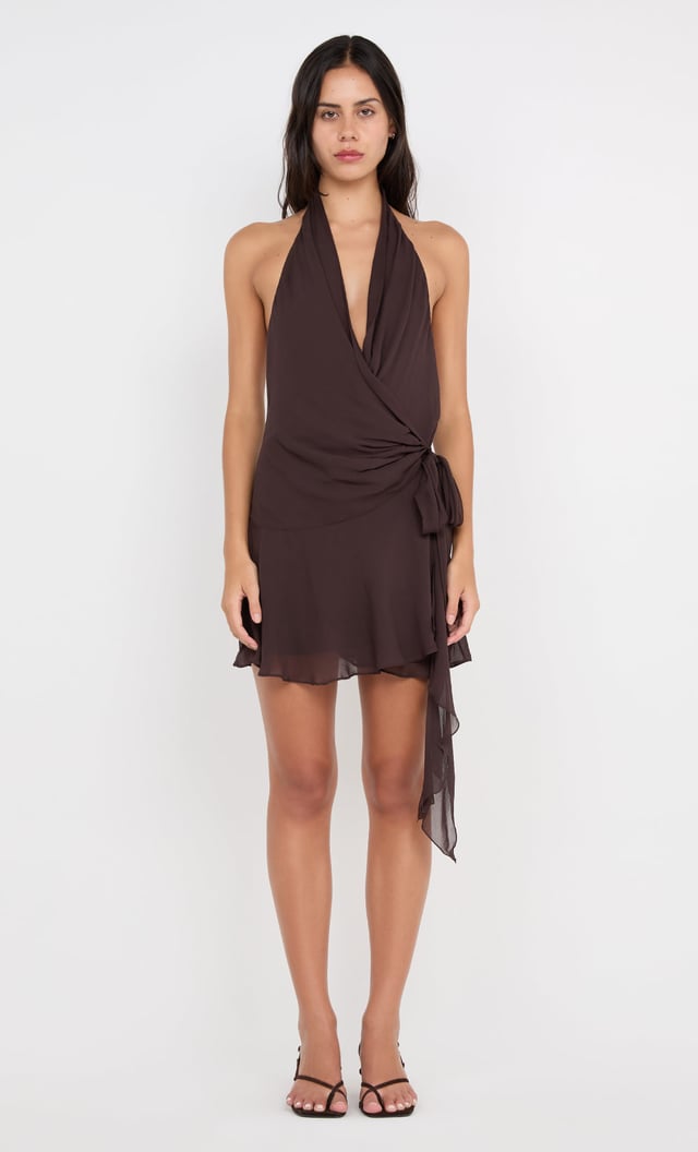 CELYSE MINI DRESS - DARK CHOCOLATE