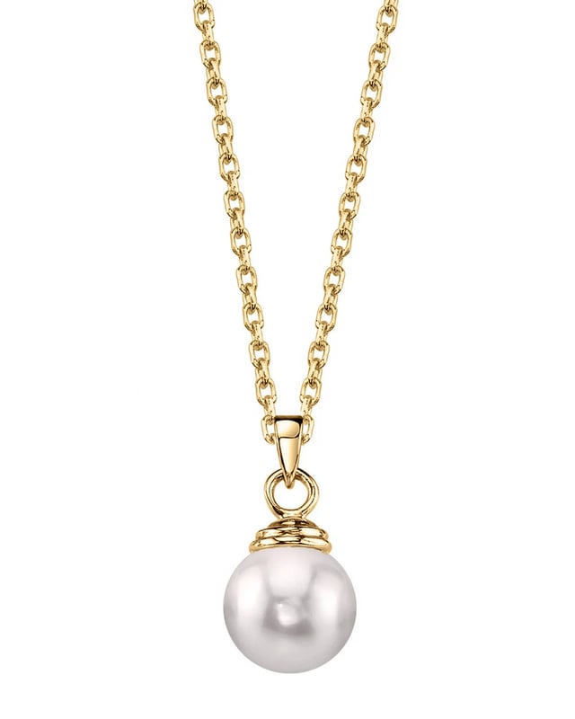 14K Gold Japanese Akoya Pearl Hope Pendant