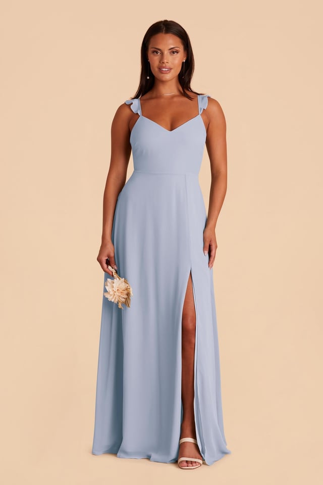 Doris Chiffon Dress - Dusty Blue