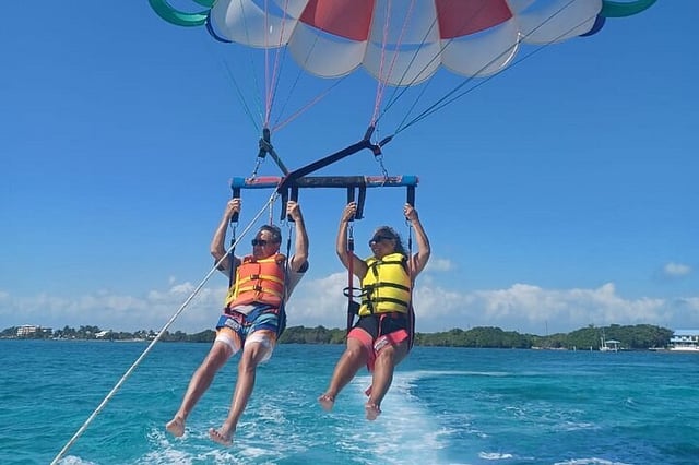 Parasailing above the Caribbean Sea