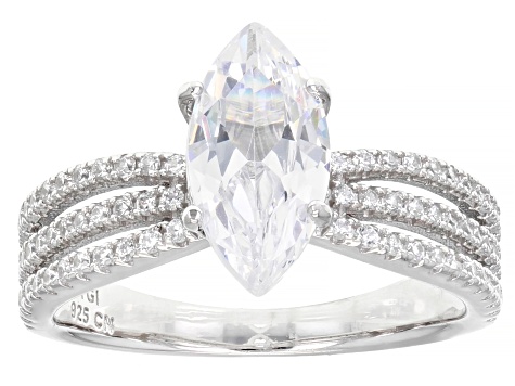 White Cubic Zirconia Rhodium Over Sterling Silver Ring 3.54ctw