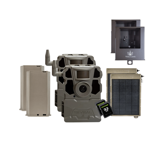 Buy 2 & Save! TACTACAM REVEAL X GEN 2.0 with Lipo Batteries, Solar Panels, Steel Security Cases, and SD Cards