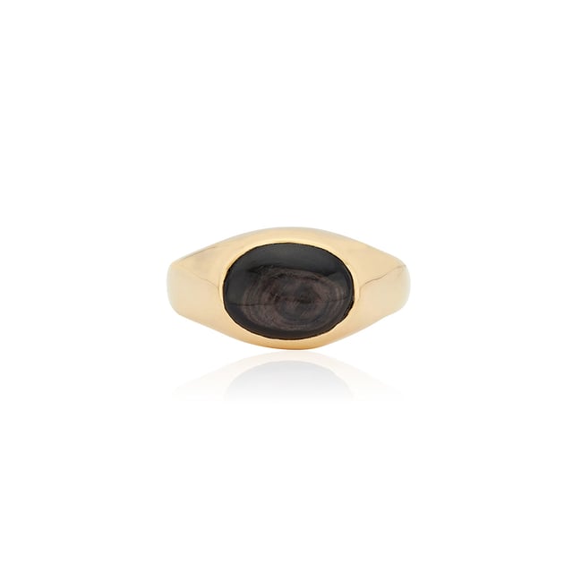 Small Oval Hypersthene Signet Ring