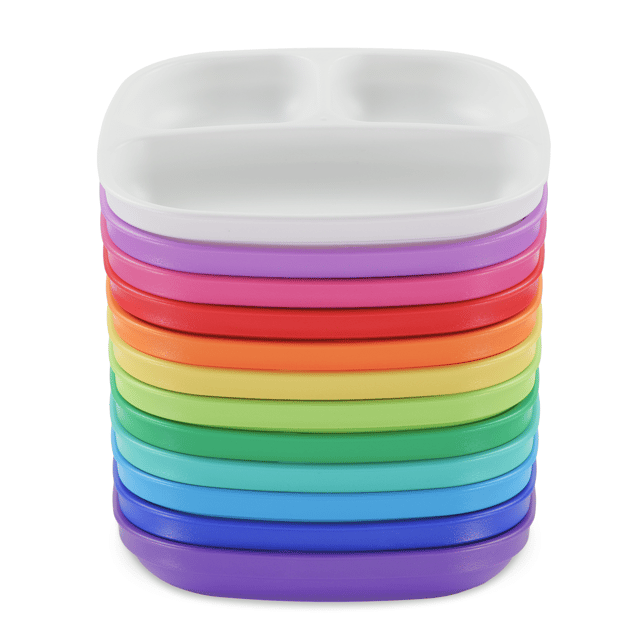7" Divided Plate Rainbow Collection USA Made from Recycled Materials