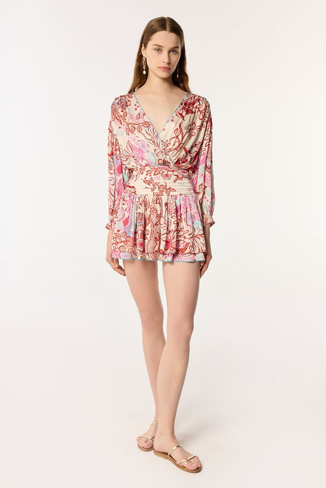 Mini Dress Colleen - Red Geo Fish