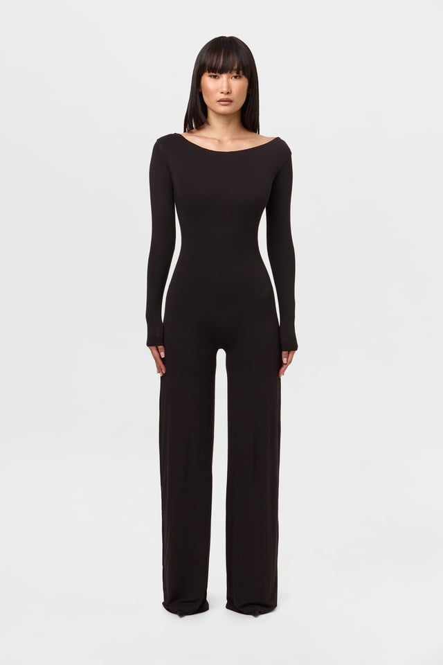Smooth Boatneck Wide Leg Jumpsuit