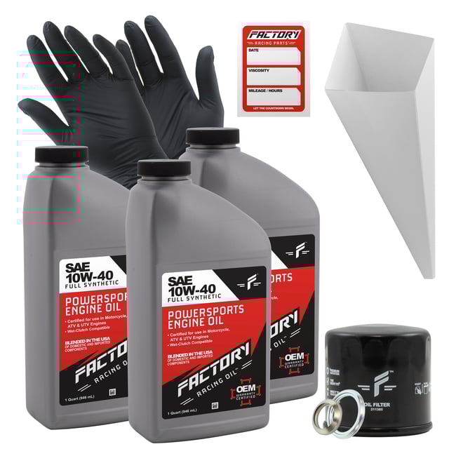 Factory Racing Parts SAE 10W-40 Full Synthetic 3 Quart Oil Change Kit for Suzuki