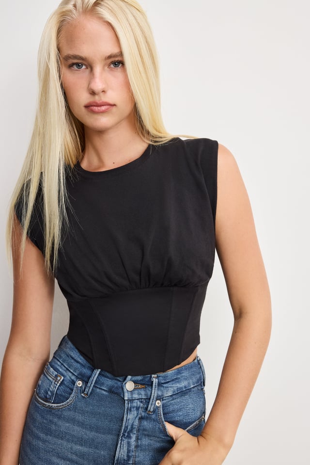 SLEEVELESS CORSET TOP | BLACK001