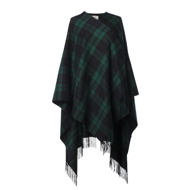 Edinburgh Lambswool Long Tartan Cape  Black Watch