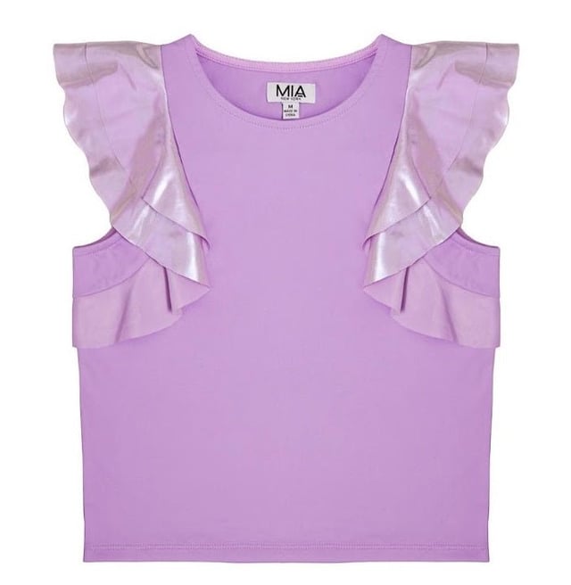 Mia New York Purple Flutter Sleeve Top