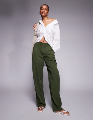 ASOS DESIGN Tall soft tapered pants in khaki