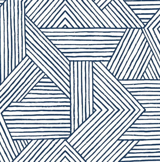 Seabrook Etched Geometric Navy Blue Wallpaper