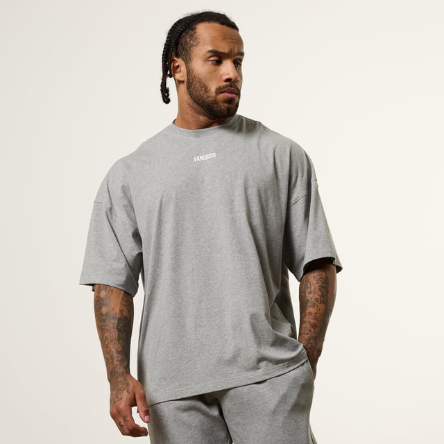 Vanquish Essential V2 Grey Melange Oversized Boxy T Shirt