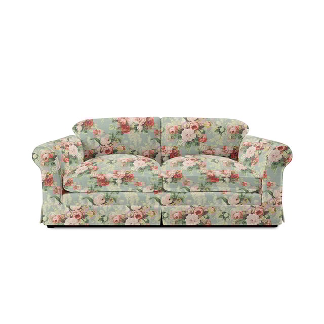 Salthrop Large Sofa with Big Back Cushions in English Garden Grey Skies - Hand Made in USA