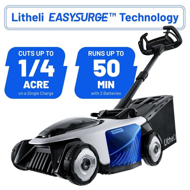 Litheli EASYSURGE™ 18.5" Lawn Mower | Includes 2 x 4.0Ah Ultra Batteries | Effortlessly Tackle Lawns up to 12500 Sq. Ft.