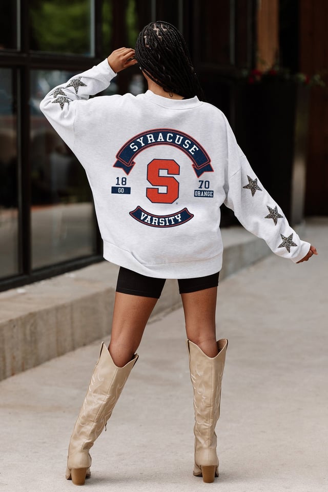 SYRACUSE ORANGE Ready For It Star-Sleeve Crewneck Pullover