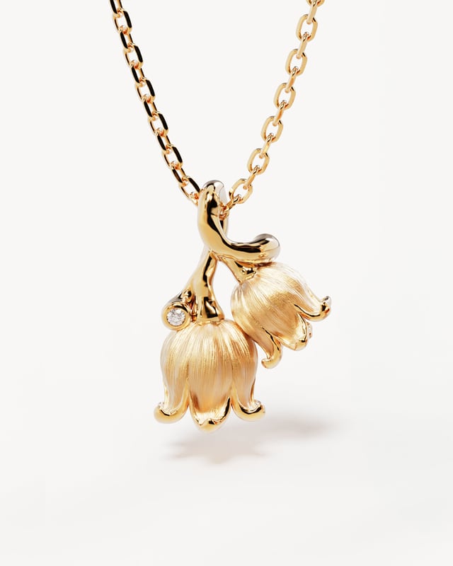 18k Gold Vermeil Lily of the Valley May Birth Flower Necklace