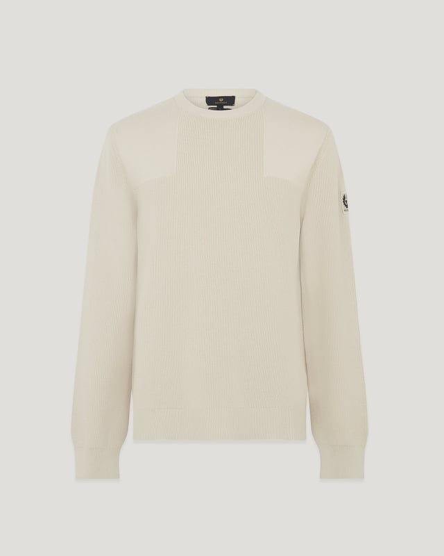 Men's Organic Cotton Commander Crewneck Jumper in Silver Birch | Belstaff UK