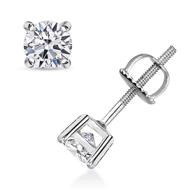 Luxuriant Lab Grown Diamond E-F VS 0.50 ctw Solitaire Stud Earrings in 10K White Gold