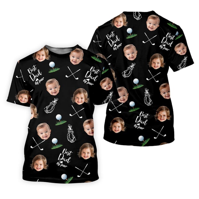 Best Dad By Par Custom Face Golf Shirt, Funny Golf Shirt, Golf Father's Day Gift